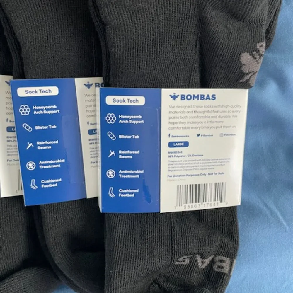Large Bombas Ankle Socks x 10 pairs BUNDLE Black NEW LOT UNISEX MENS ATHLETIC - Picture 8 of 10